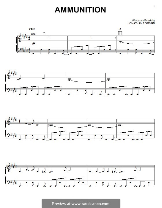 Ammunition (Switchfoot): Für Stimme und Klavier (oder Gitarre) by Jonathan Foreman