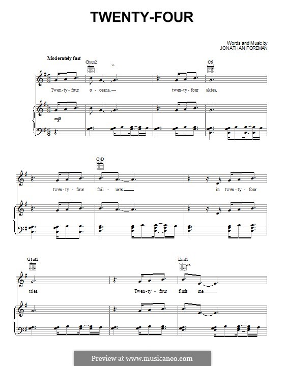 Twenty-Four (Switchfoot): Für Stimme und Klavier (oder Gitarre) by Jonathan Foreman