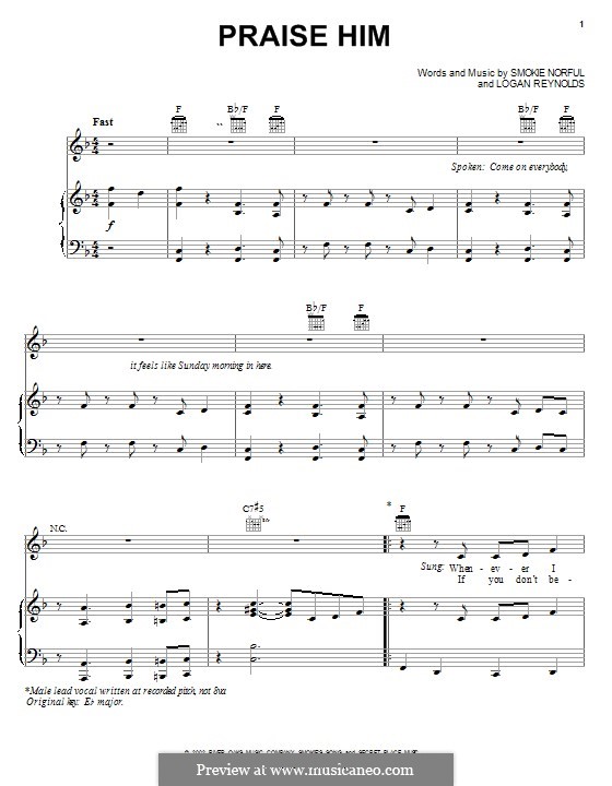 Praise Him: Für Stimme und Klavier (oder Gitarre) by Smokie Norful, Logan Reynolds