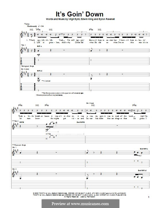 It's Goin' Down (The Cross Movement): Für Gitarre mit Tabulatur by Virgil Byrd, Byron Ravanell, Edwin King