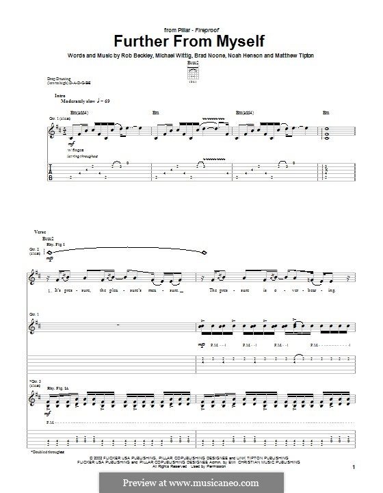 Further from Myself (Pillar): Für Gitarre mit Tabulatur by Noah Henson, Rob Beckley, Brad Noone, Michael Wittig