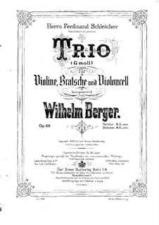 Streichtrio in g-Moll, Op.69: Violinstimme by Wilhelm Berger