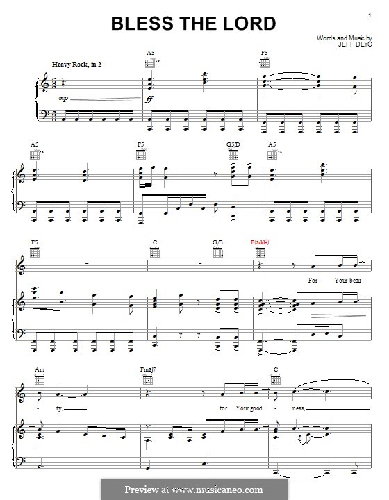 Bless the Lord: Für Stimme und Klavier (oder Gitarre) by Jeff Deyo