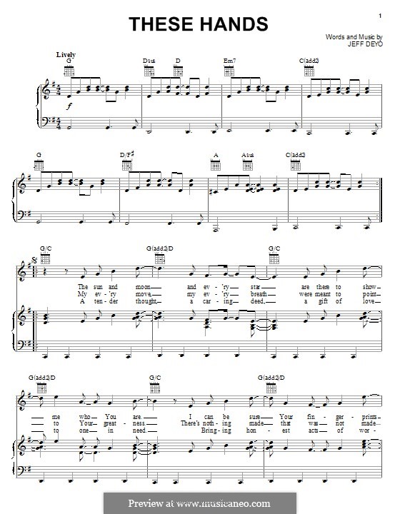 These Hands: Für Stimme und Klavier (oder Gitarre) by Jeff Deyo