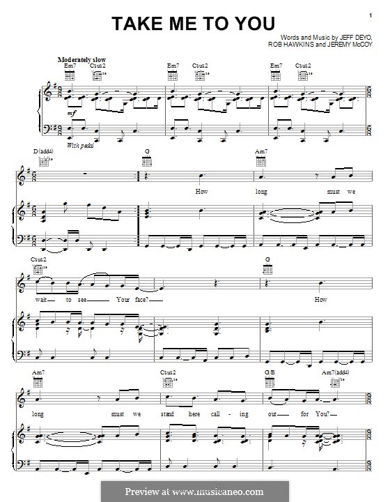 Take Me To You von R. Hawkins, J. McCoy, J. Deyo Noten auf MusicaNeo