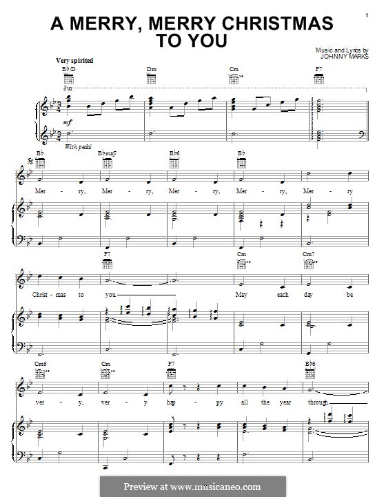 A Merry, Merry Christmas to You: Für Stimme und Klavier (oder Gitarre) by Johnny Marks