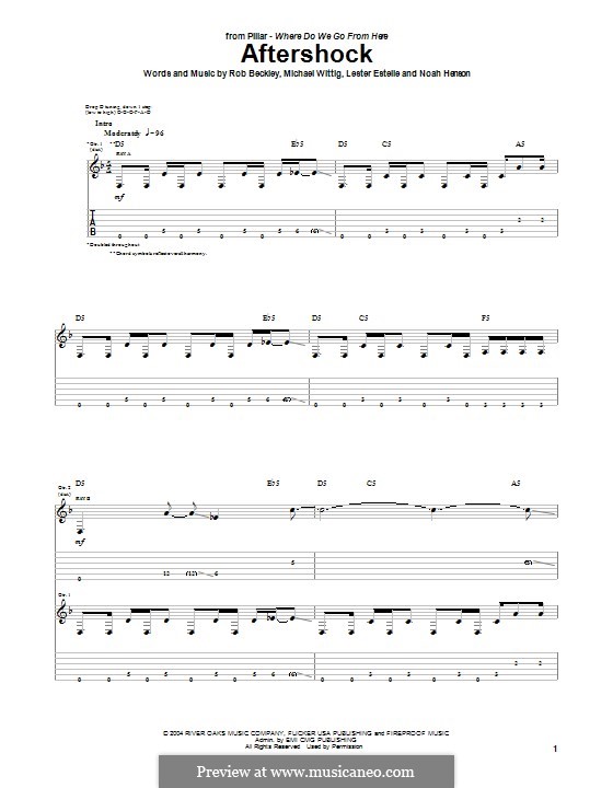 Aftershock (Pillar): Für Gitarre mit Tabulatur by Noah Henson, Rob Beckley, Michael Wittig, Lester Estelle