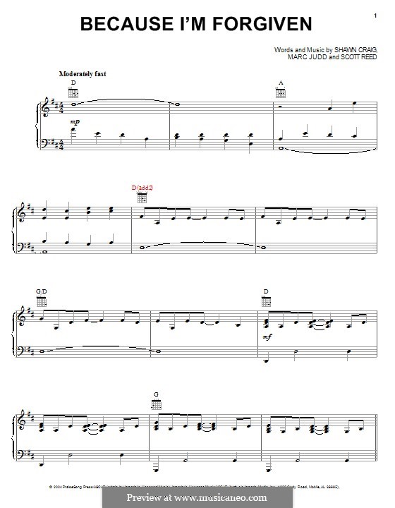 Because I'm Forgiven (Phillips, Craig & Dean): Für Stimme und Klavier (oder Gitarre) by Scott Reed, Shawn Craig, Marc Judd