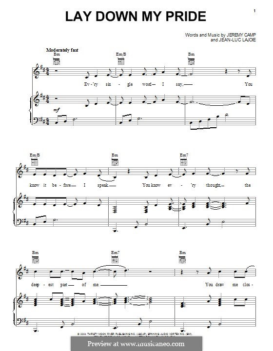 Lay Down My Pride von J. Camp, J. Lajoie Noten
