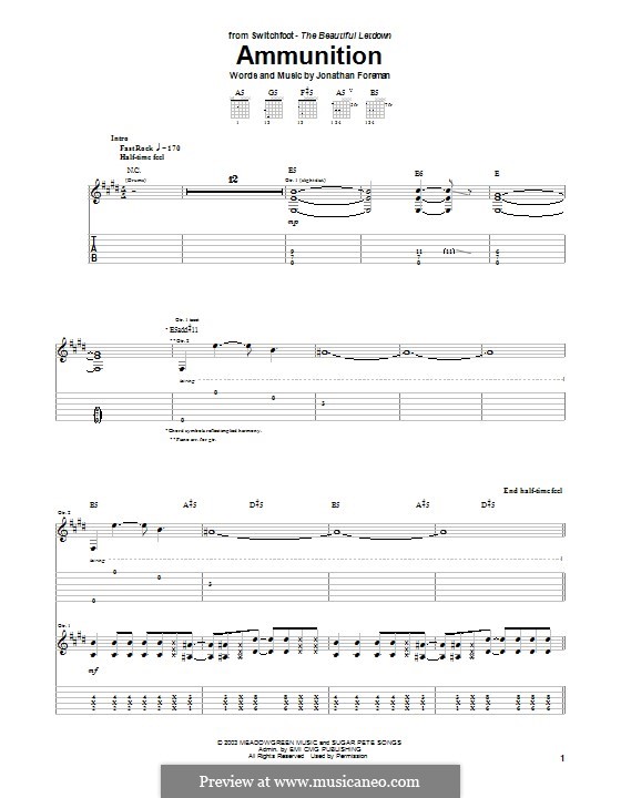 Ammunition (Switchfoot): Für Gitarre mit Tabulatur by Jonathan Foreman