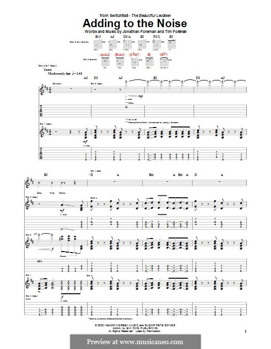 Adding to the Noise (Switchfoot): Für Gitarre mit Tabulatur by Jonathan Foreman, Tim Foreman