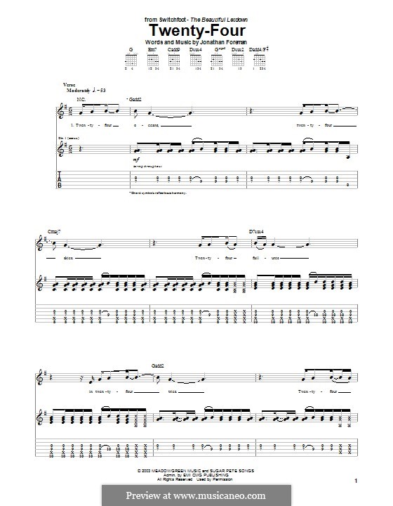 Twenty-Four (Switchfoot): Für Gitarre mit Tabulatur by Jonathan Foreman