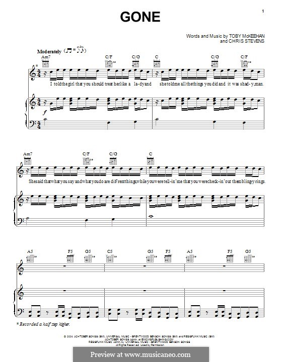 Gone (TobyMac): Für Stimme und Klavier (oder Gitarre) by Toby McKeehan, Chris Stevens