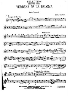 La verbena de la Paloma. Selection: Cornet I part by Tomás Bretón