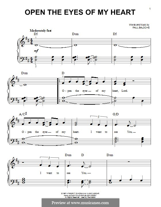 Open The Eyes Of My Heart Noten Open the Eyes of My Heart von P. Baloche - Noten auf MusicaNeo
