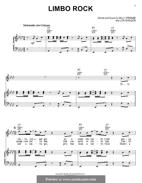 Limbo Rock: Für Stimme und Klavier (oder Gitarre) by Billy Strange, Jon Sheldon