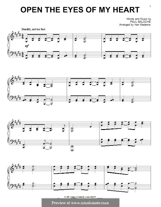 Open The Eyes Of My Heart Noten Open the Eyes of My Heart von P. Baloche - Noten auf MusicaNeo