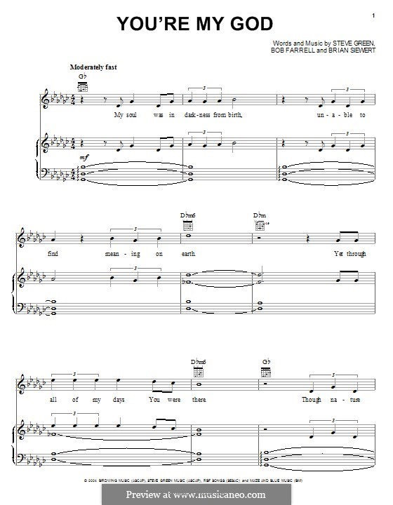 You're My God: Für Stimme und Klavier (oder Gitarre) by Bob Farrell, Steve Green, Brian Siewert