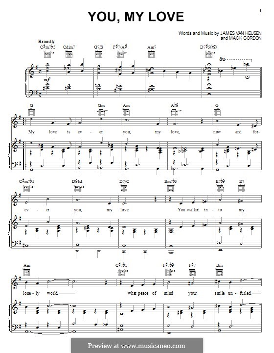 You, My Love (Frank Sinatra): Für Stimme und Klavier (oder Gitarre) by Jimmy Van Heusen, Mack Gordon