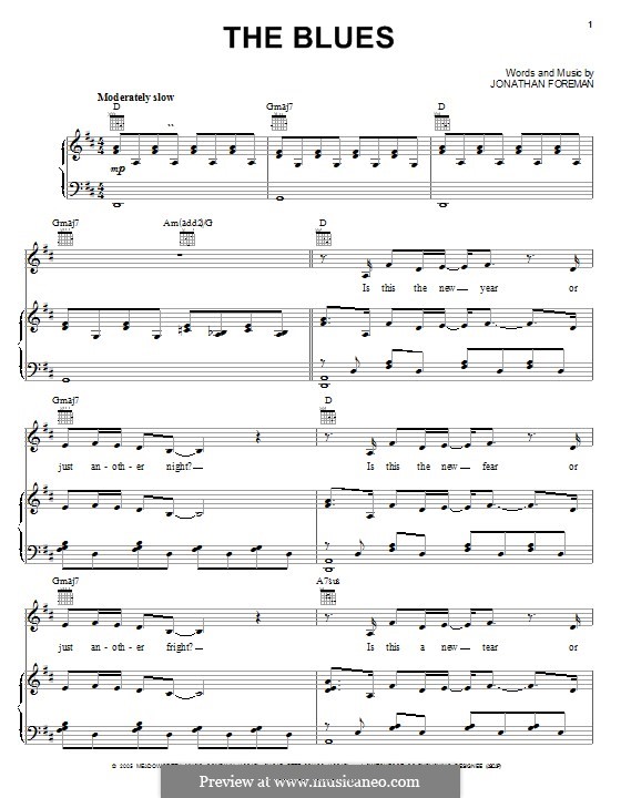 The Blues (Switchfoot): Für Stimme und Klavier (oder Gitarre) by Jonathan Foreman
