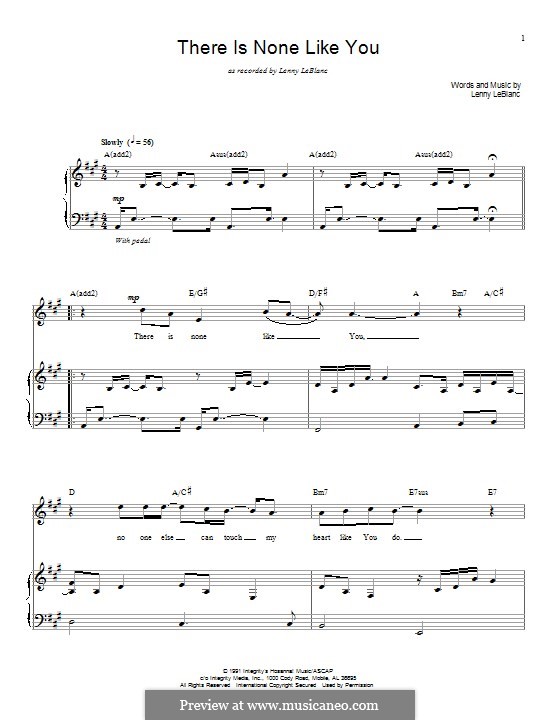 There Is None Like You: Für Stimme und Klavier (oder Gitarre) by Lenny LeBlanc