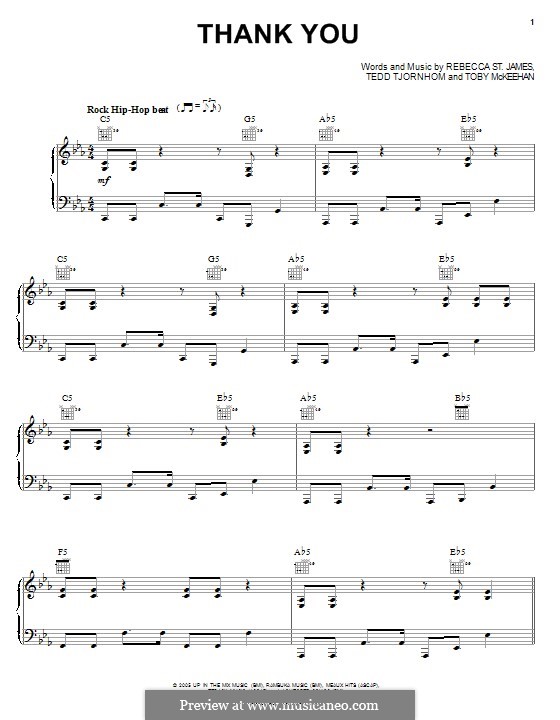 Thank You: Für Stimme und Klavier (oder Gitarre) by Rebecca St. James, Tedd Tjornhom, Toby McKeehan