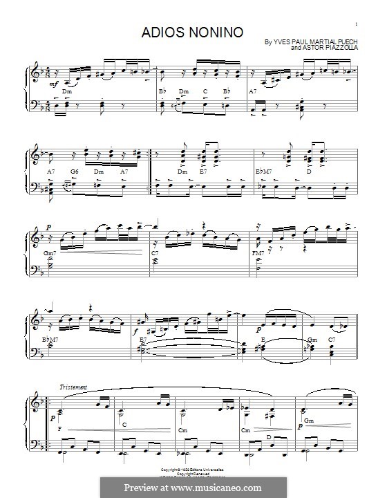 Adios nonino: Für Klavier by Astor Piazzolla