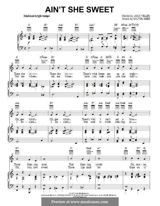 Ain't She Sweet (The Beatles): Für Stimme und Klavier (oder Gitarre) by Milton Ager
