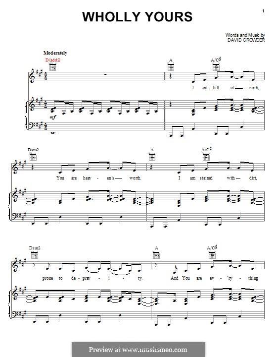 Wholly Yours (David Crowder Band): Für Stimme und Klavier (oder Gitarre) by David Crowder