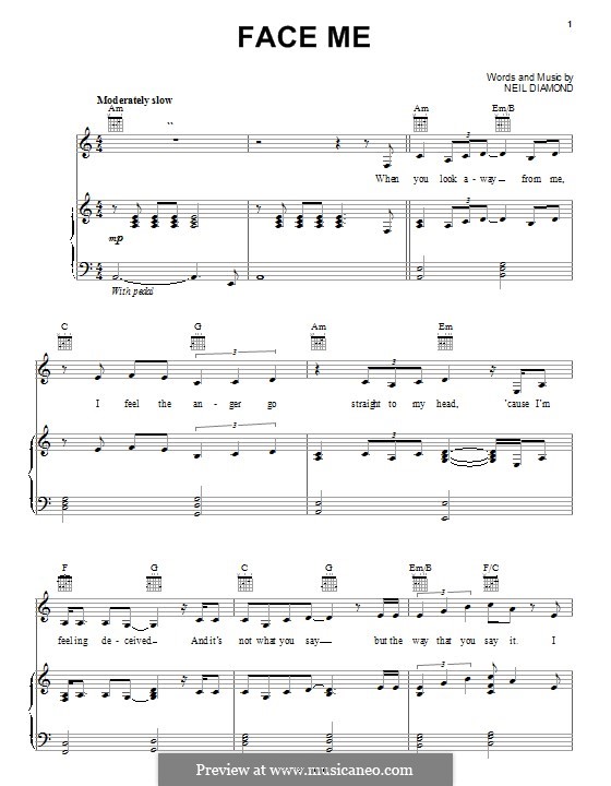 Face Me: Für Stimme und Klavier (oder Gitarre) by Neil Diamond