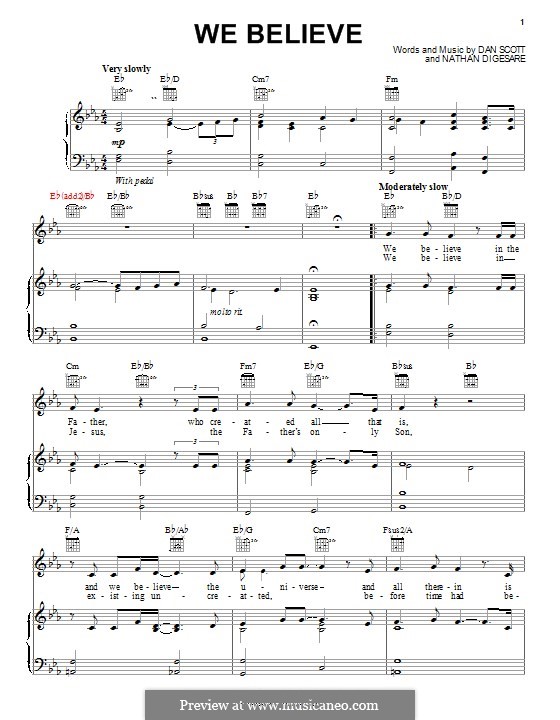 We Believe (Steve Green): Für Stimme und Klavier (oder Gitarre) by Nathan DiGesare, Dan Scott