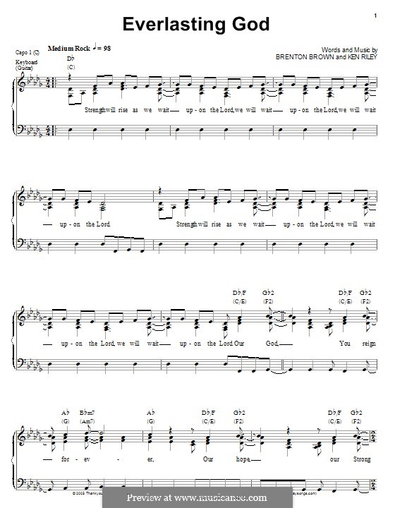 Everlasting God: Für Stimme und Klavier (oder Gitarre) by Brenton Brown, Ken Riley