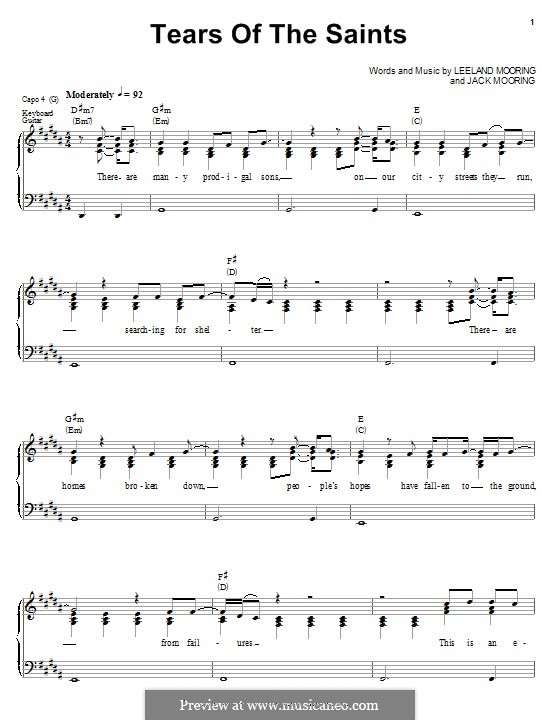 Tears of the Saints (Leeland): Für Stimme und Klavier (oder Gitarre) by Jack Mooring, Leeland Mooring