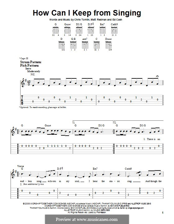 How Can I Keep from Singing: Für Gitarre mit Tabulatur by Chris Tomlin, Ed Cash, Matt Redman