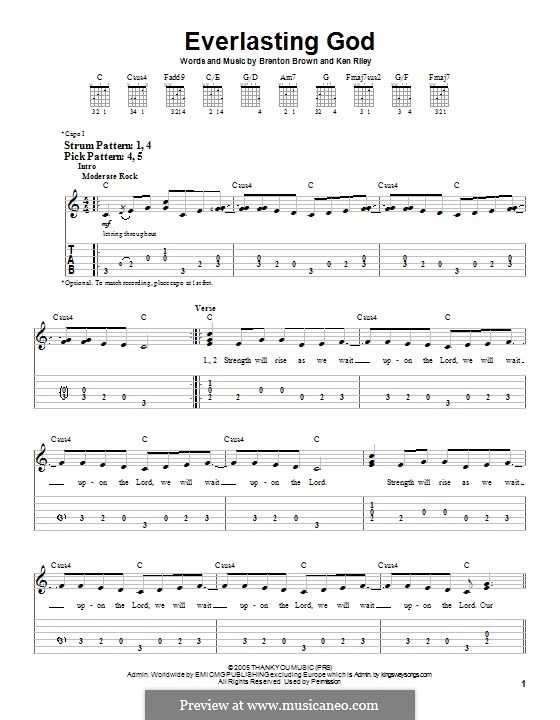 Everlasting God: Für Gitarre mit Tabulatur by Brenton Brown, Ken Riley