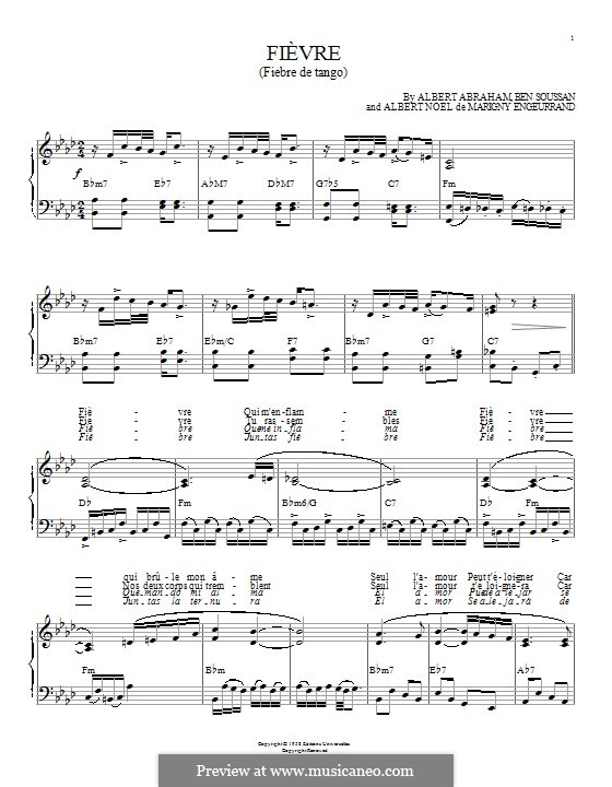 Fievre (Fiebre de Tango): Für Klavier by Albert Abraham, Ben Soussan, Albert Noel, Marigny Engeurrand