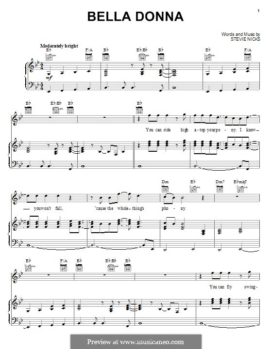 Bella Donna: Für Stimme und Klavier (oder Gitarre) by Stevie Nicks