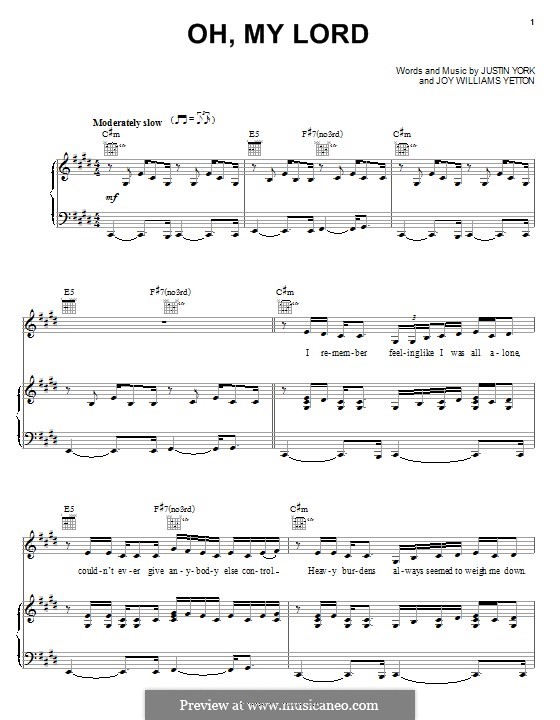 Oh, My Lord (Mandisa): Für Stimme und Klavier (oder Gitarre) by Joy Williams Yetton, Justin York