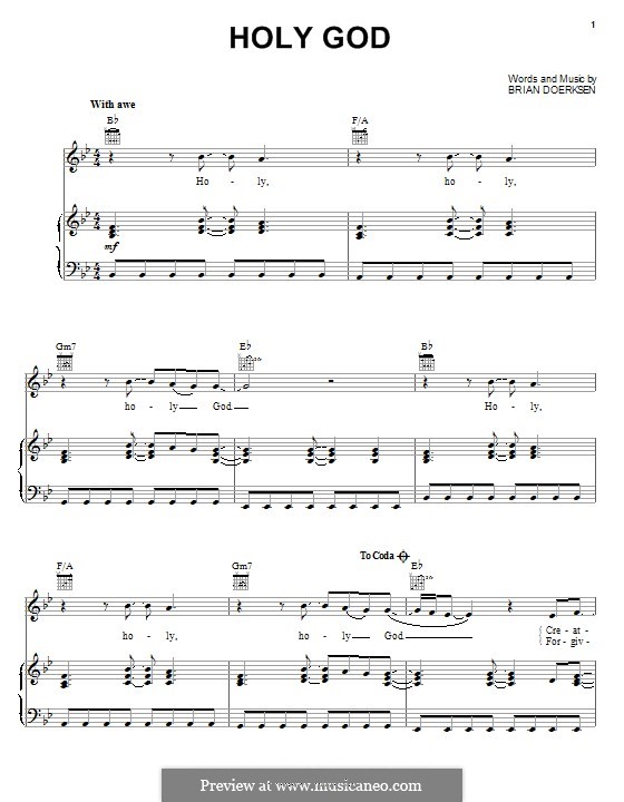 Holy God: Für Stimme und Klavier (oder Gitarre) by Brian Doerksen