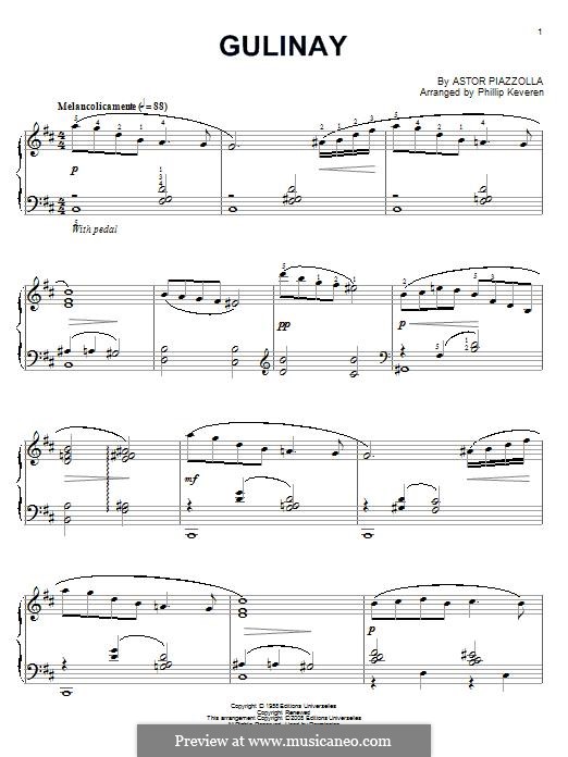 Gulinay: Für Klavier by Astor Piazzolla