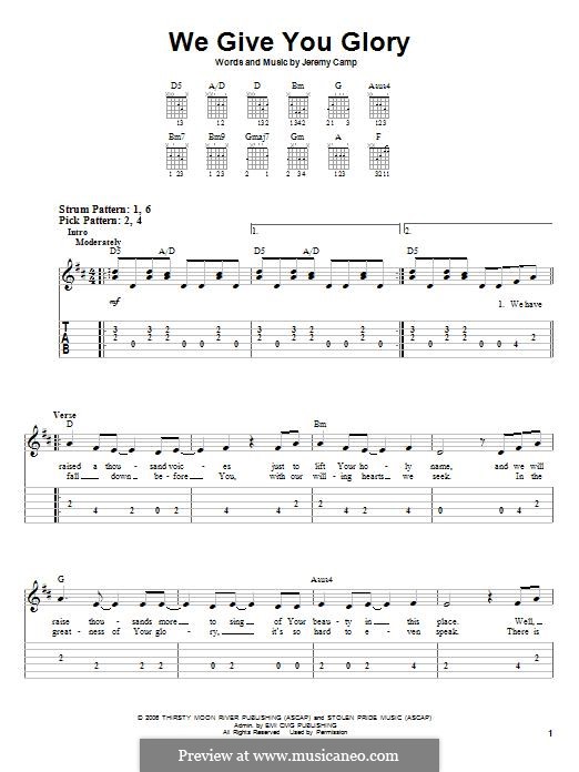 We Give You Glory: Für Gitarre mit Tabulatur by Jeremy Camp