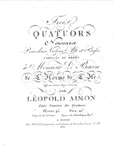 Drei Streichquartette, Op.45: Violinstimme by Léopold Aimon