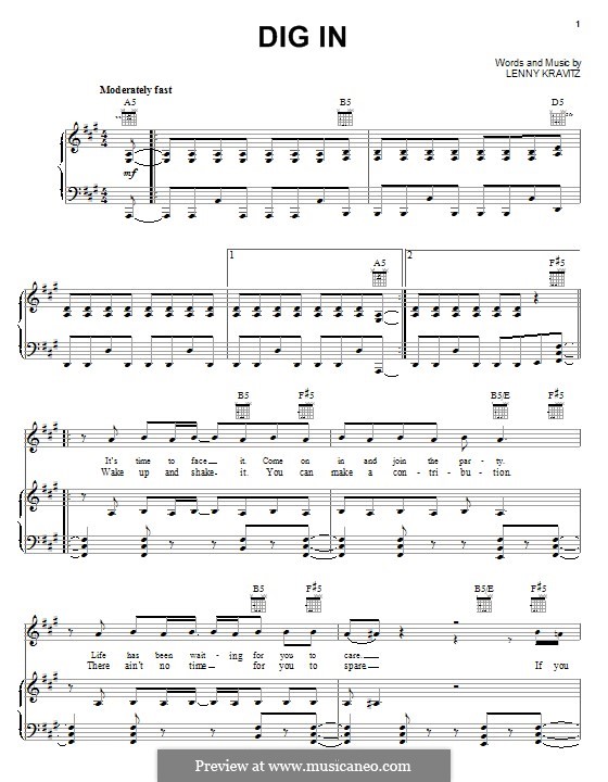Dig in: Für Stimme und Klavier (oder Gitarre) by Lenny Kravitz