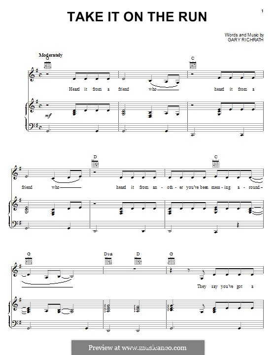 Take it on the Run (REO Speedwagon): Für Stimme und Klavier (oder Gitarre) by Gary Richrath