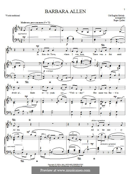 Barbara Allen: Für Stimme und Klavier by folklore