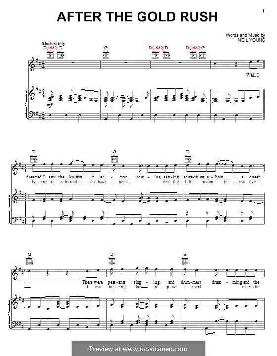 after the gold rush von n young noten auf musicaneo after the gold rush sheet music