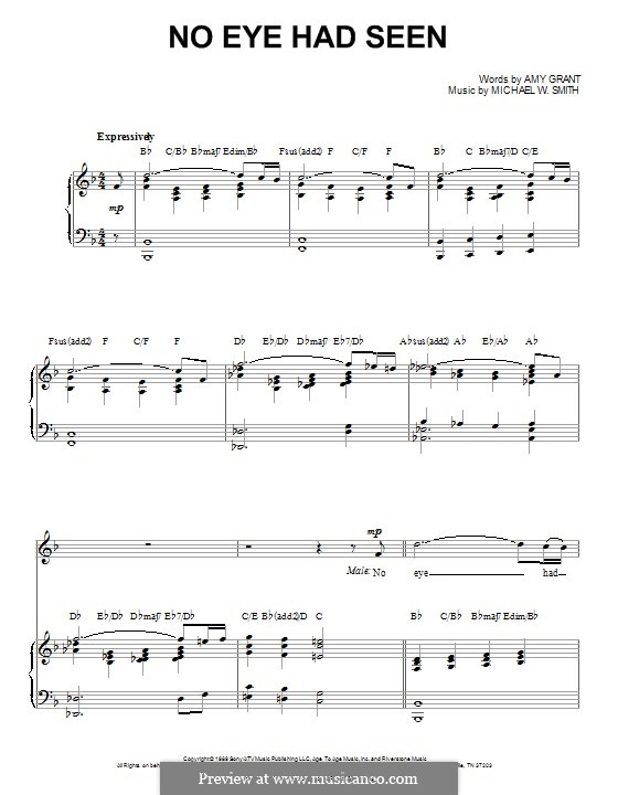 No Eye Had Seen: Für Stimme und Klavier (oder Gitarre) by Michael W. Smith
