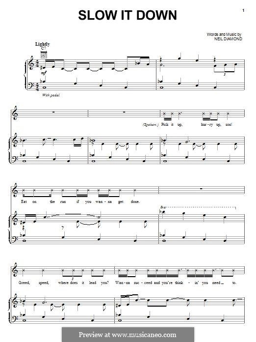 Slow it Down: Für Stimme und Klavier (oder Gitarre) by Neil Diamond