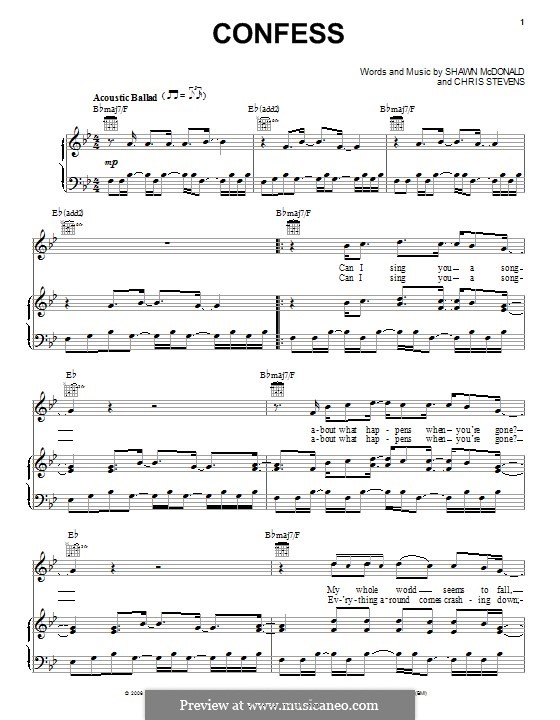 Confess: Für Stimme und Klavier (oder Gitarre) by Chris Stevens, Shawn McDonald
