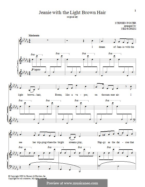 Jeanie with the Light Brown Hair: Für Stimme und Klavier by Stephen Foster
